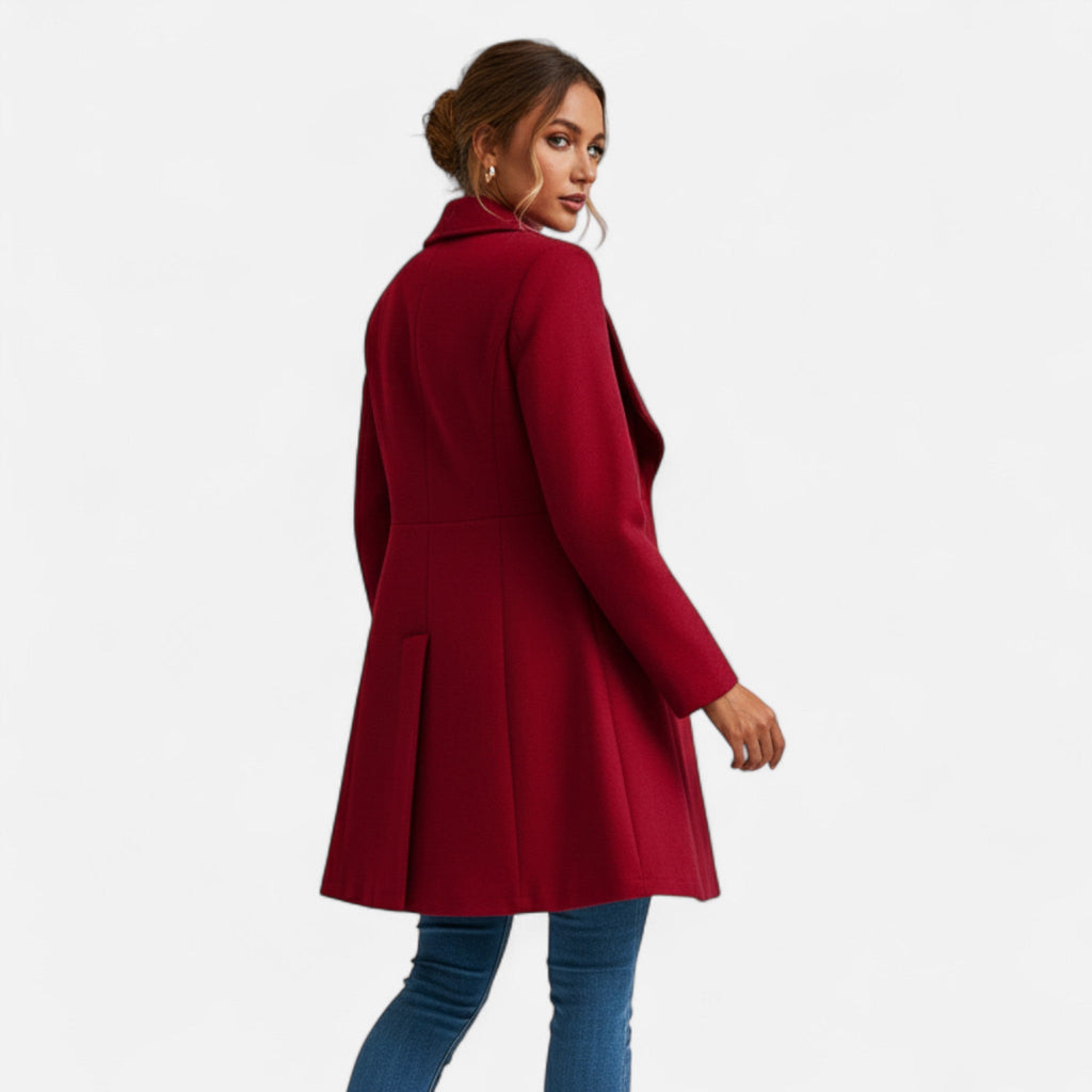 Tailored Wool Coat with Notch Lapel and Button Front