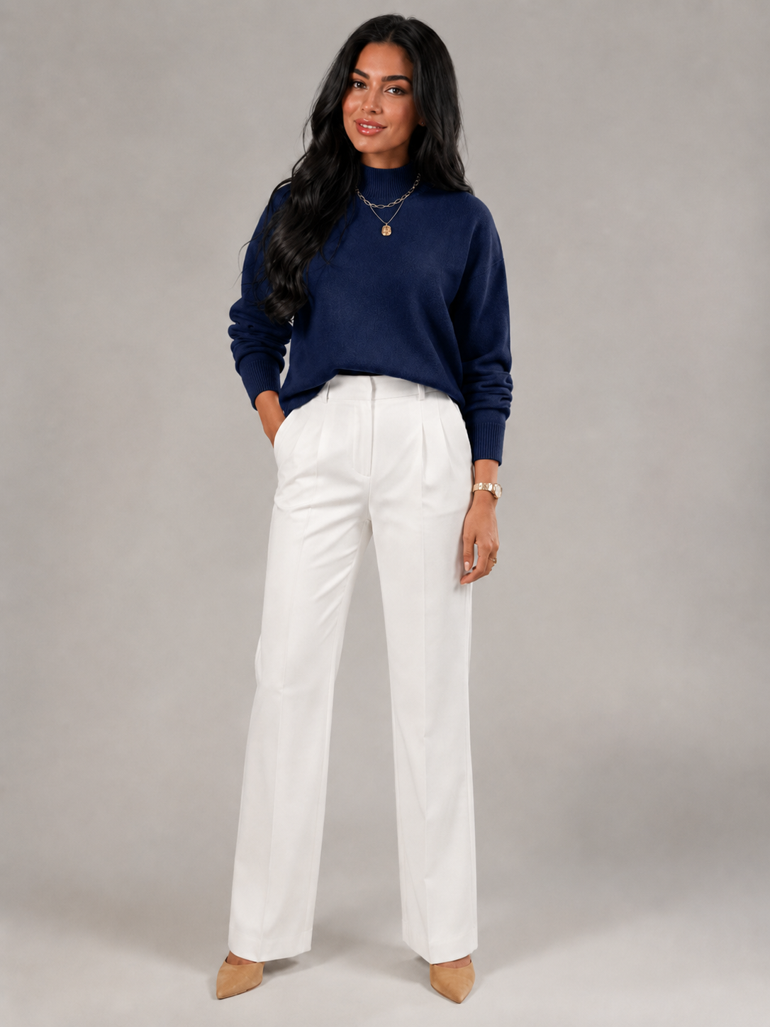Women's Mock Neck Soft Knit Sweater