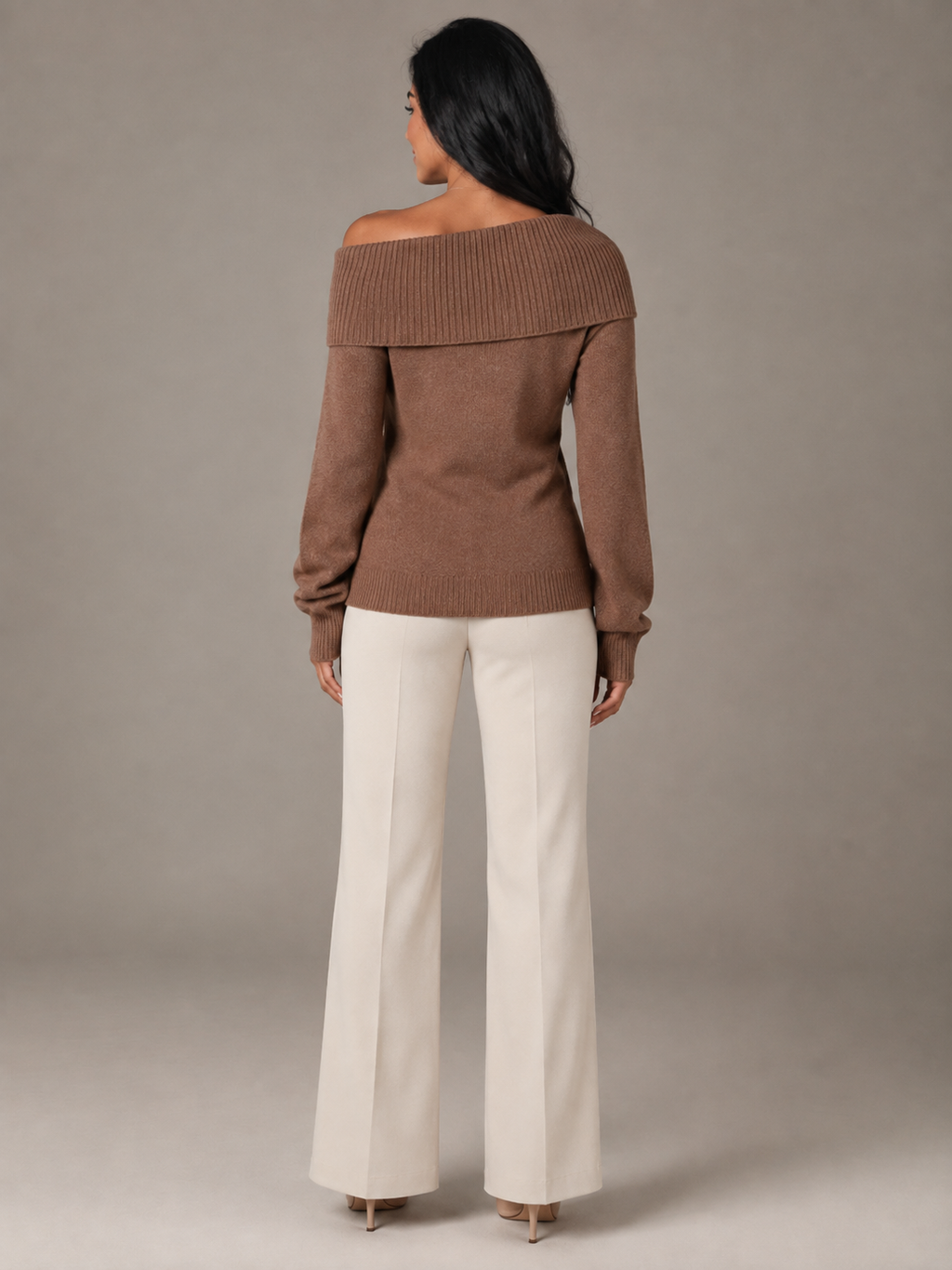 Women's Off Shoulder Fold-Over Sweater