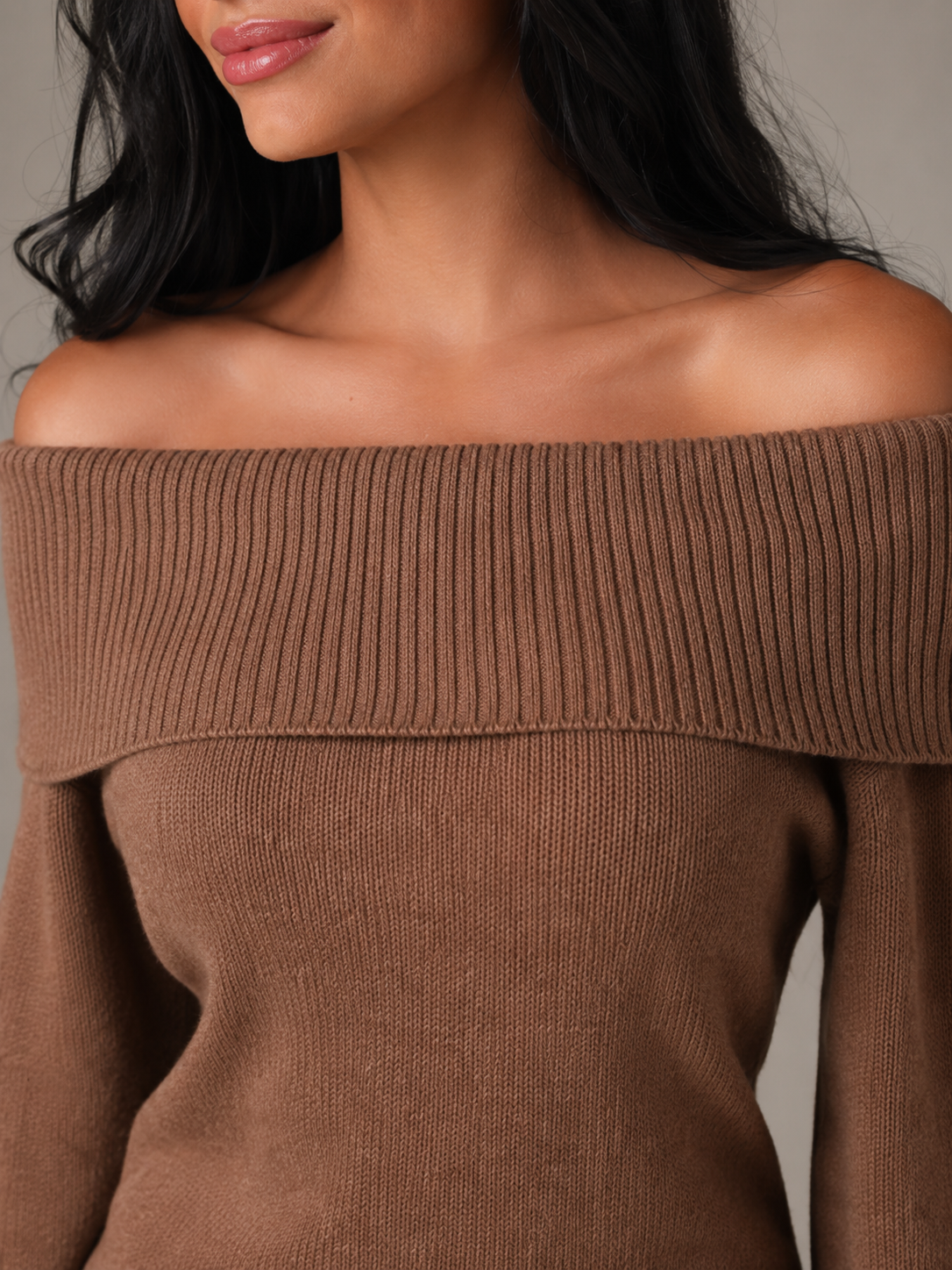 Women's Off Shoulder Fold-Over Sweater