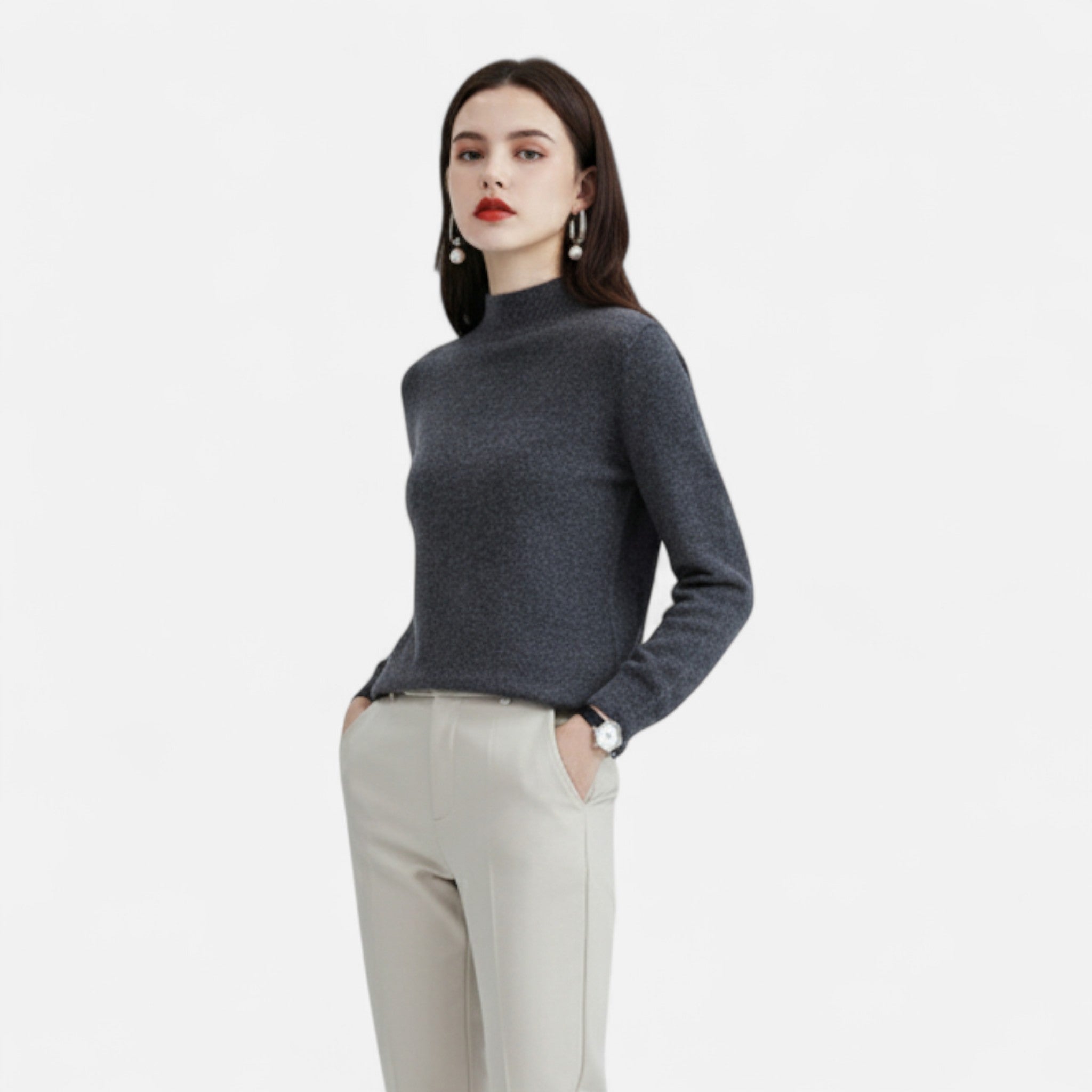 Pure Wool Half Neck Pullover Sweater