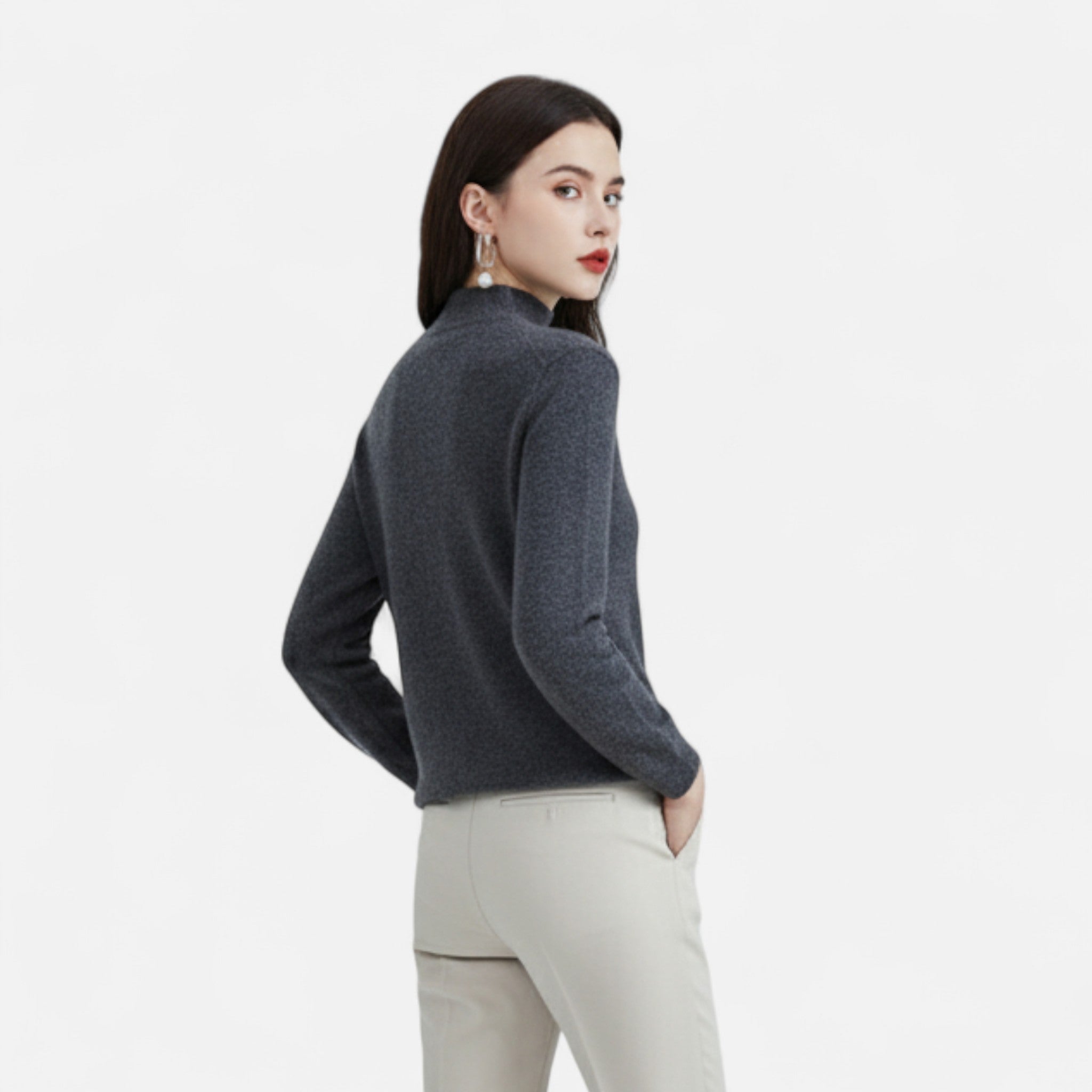 Pure Wool Half Neck Pullover Sweater