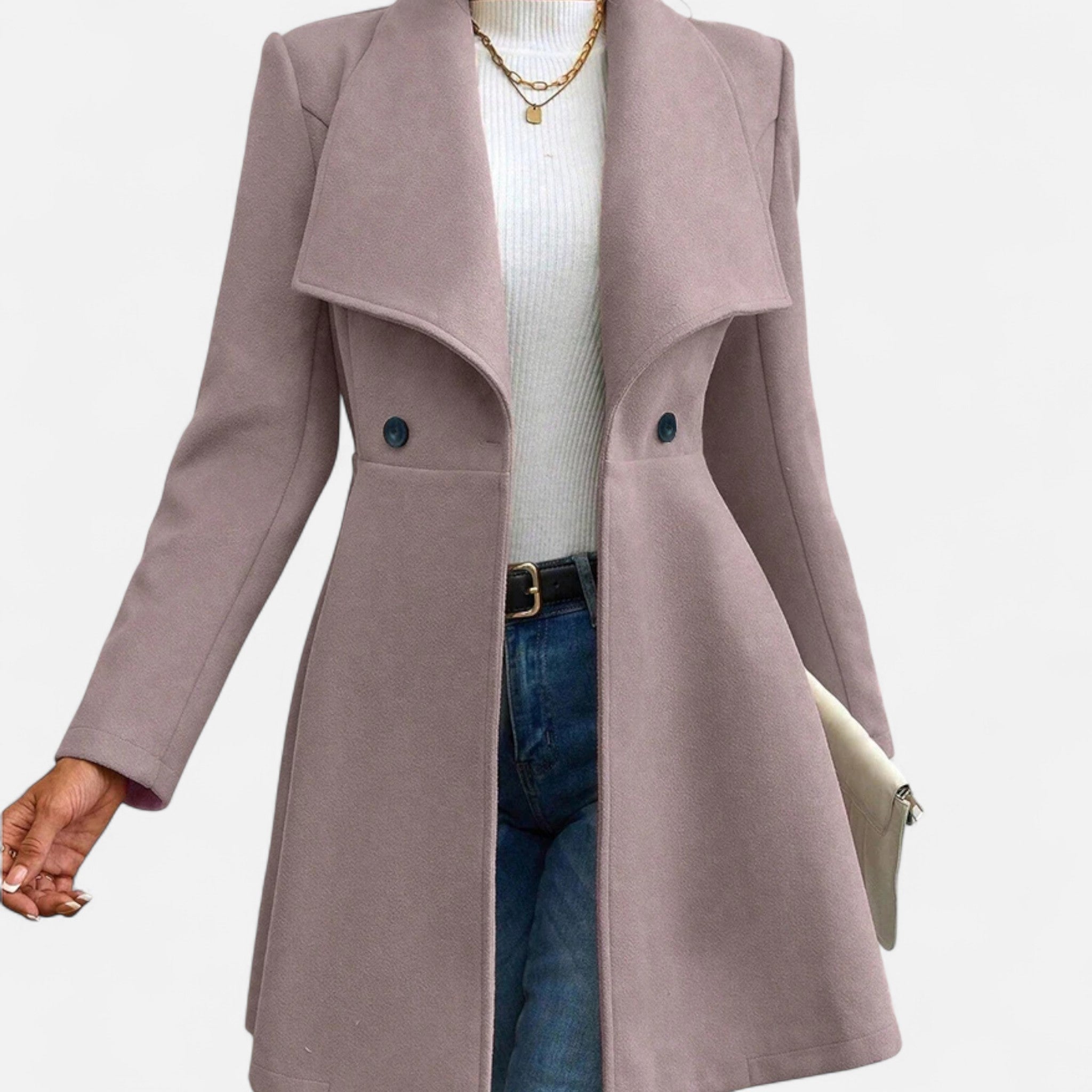 Tailored Wool Coat with Notch Lapel and Button Front