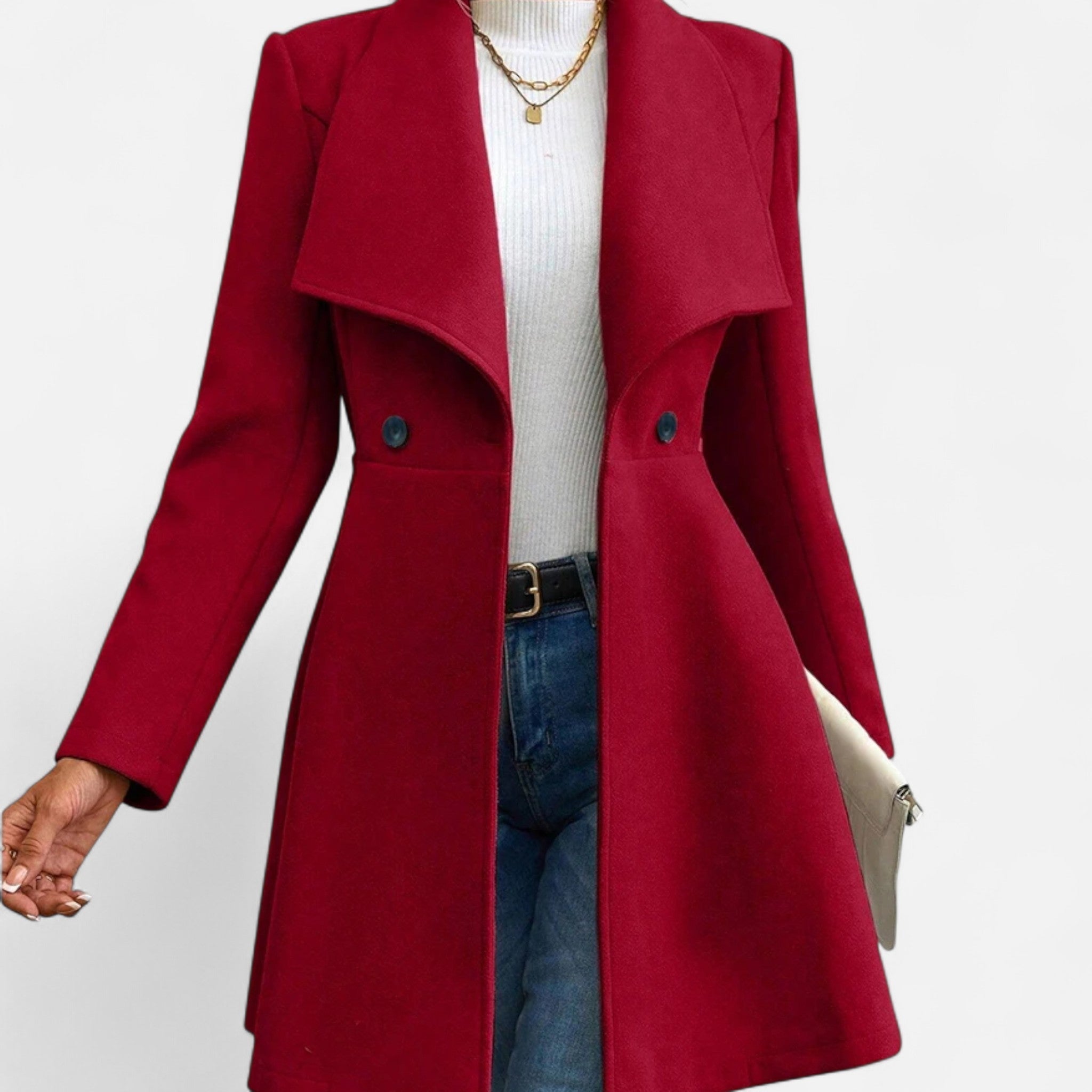 Tailored Wool Coat with Notch Lapel and Button Front